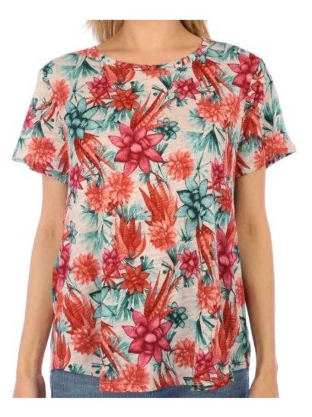 Blue Sol Luxey Floral Top LARGE PETITE